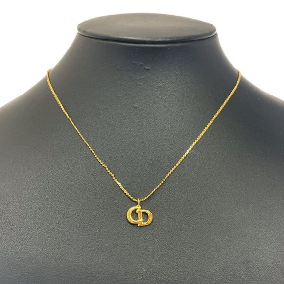 Christian Dior GP CD Logo Necklace Gold Necklace